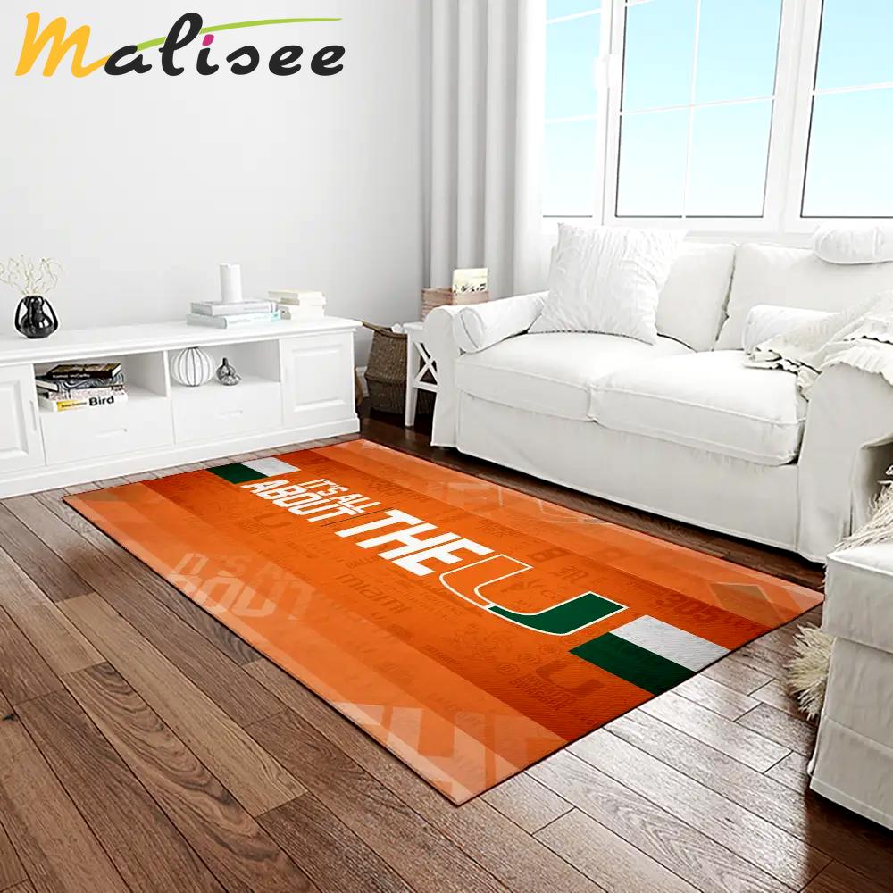 Ncaa miami hurricanes sport basketball and foolball team logo rectangle area rug mh06 Rectangle Rug