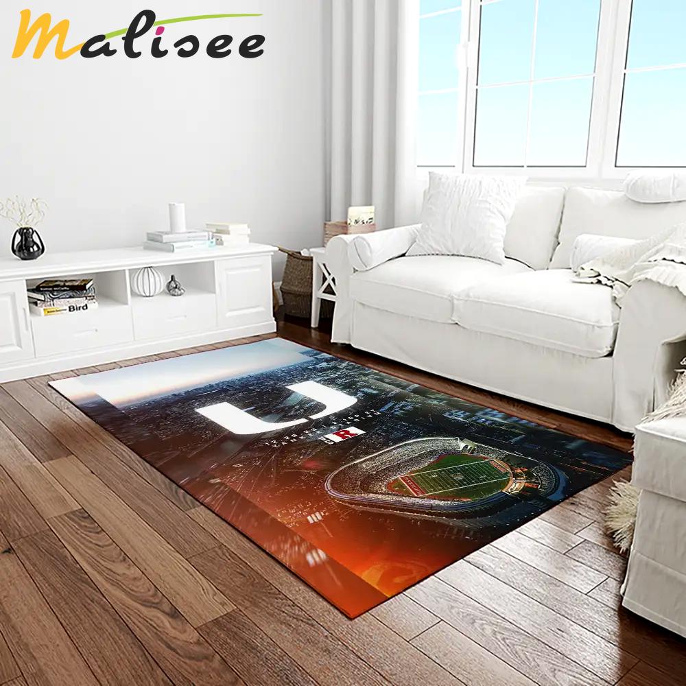 Ncaa miami hurricanes sport basketball and foolball team logo rectangle area rug mh12 Rectangle Rug
