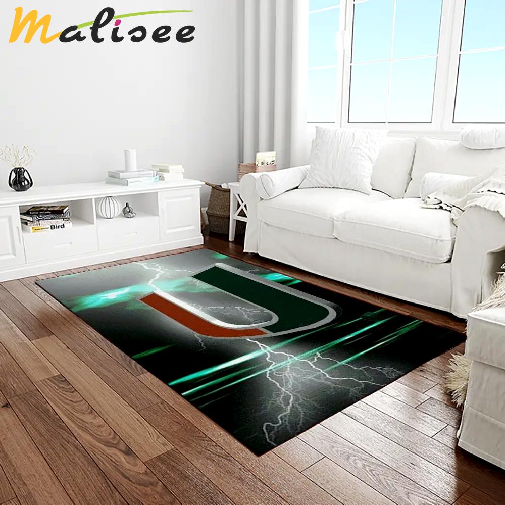 Ncaa miami hurricanes sport basketball and foolball team logo rectangle area rug mh46 Rectangle Rug