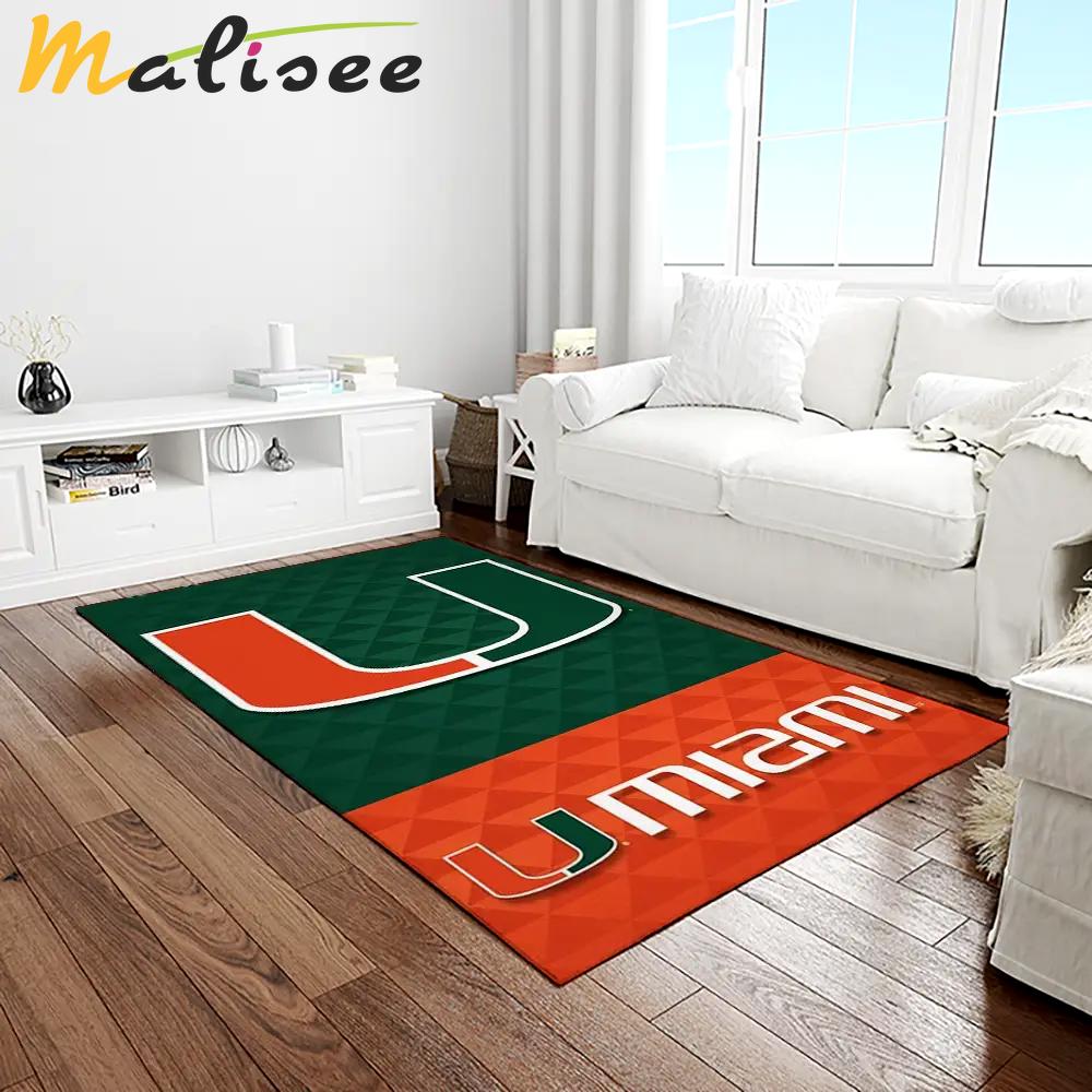 Ncaa miami hurricanes sport basketball and foolball team logo rectangle area rug mh57 Rectangle Rug