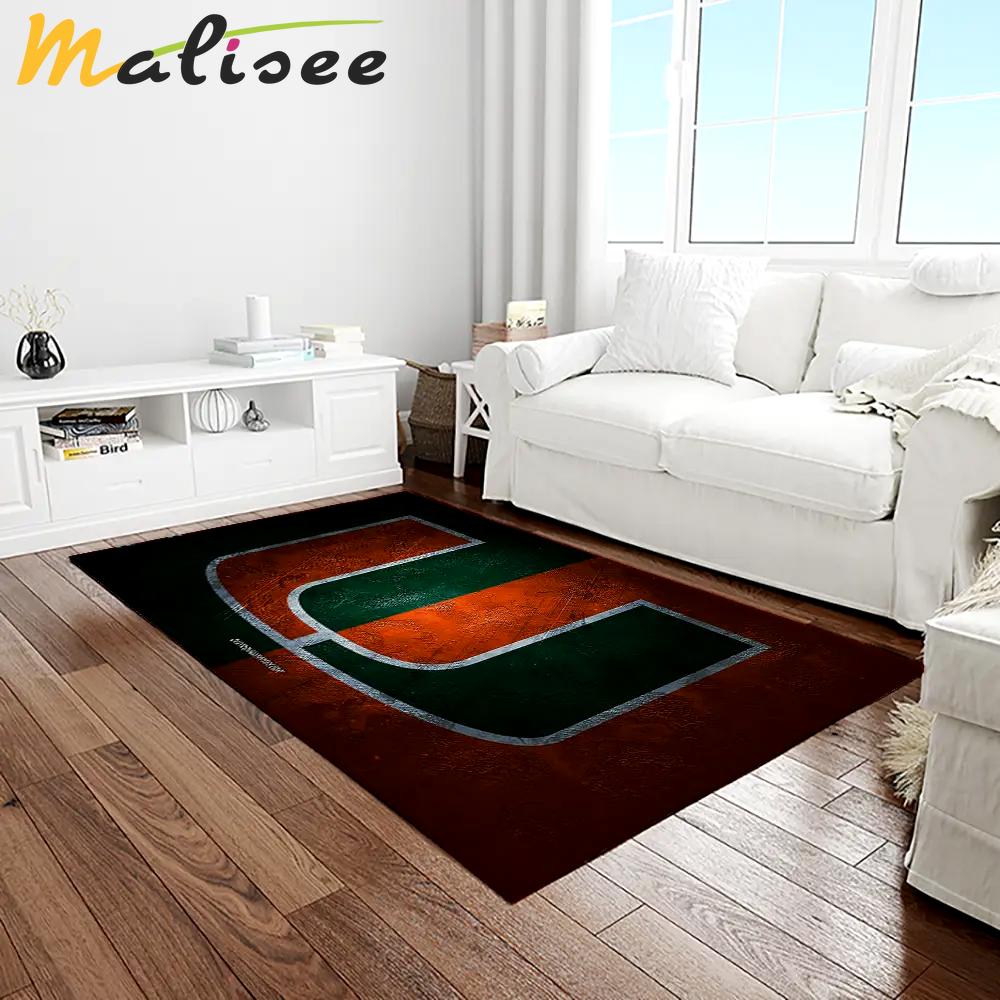 Ncaa miami hurricanes sport basketball and foolball team logo rectangle area rug mh65 Rectangle Rug