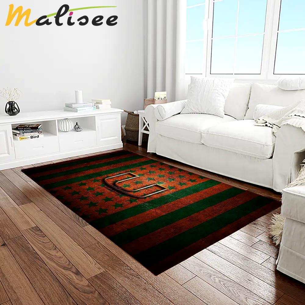 Ncaa miami hurricanes sport basketball and foolball team logo rectangle area rug mh66 Rectangle Rug