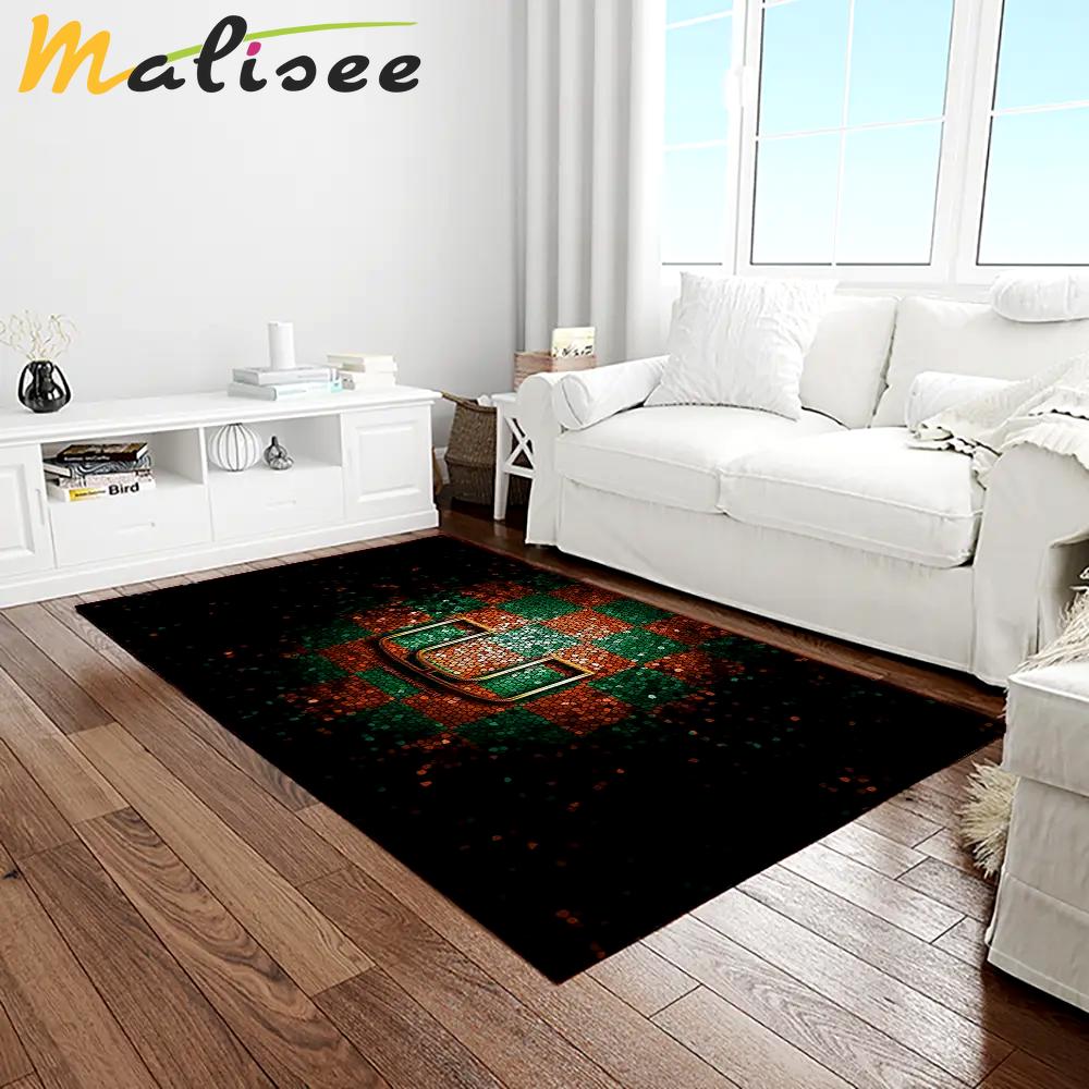 Ncaa miami hurricanes sport basketball and foolball team logo rectangle area rug mh71 Rectangle Rug