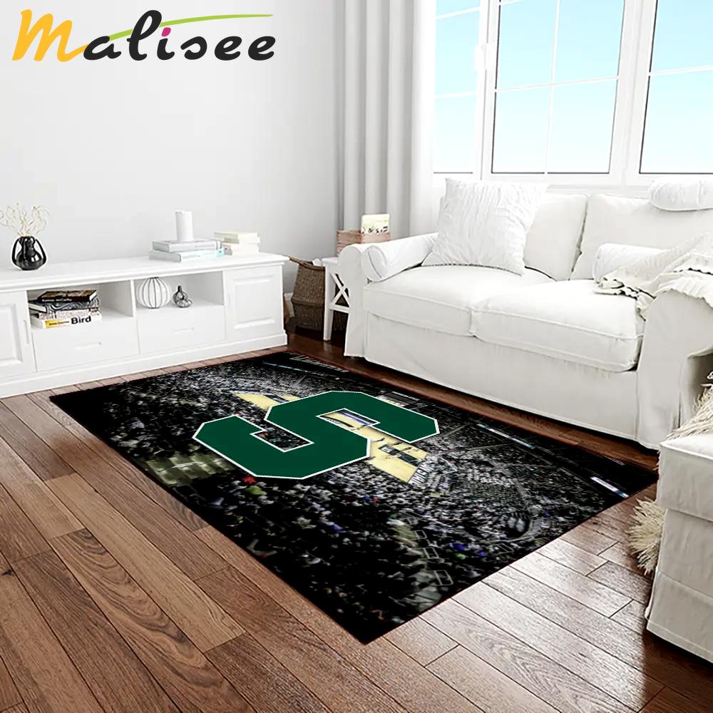 Ncaa michigan state spartans college sport basketball and foolball team logo rectangle area rug mss37 Rectangle Rug