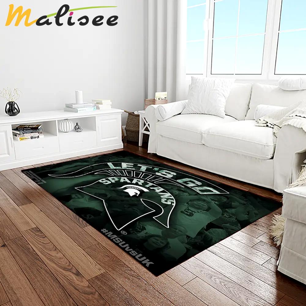 Ncaa michigan state spartans college sport basketball and foolball team logo rectangle area rug mss38 Rectangle Rug