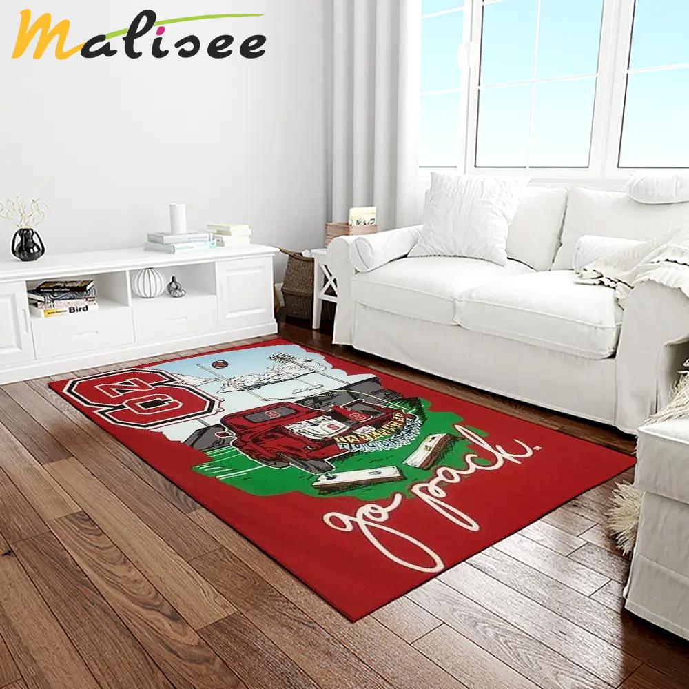 Ncaa nc state wolfpack sport basketball and foolball team logo rectangle area rug ncsw43 Rectangle Rug
