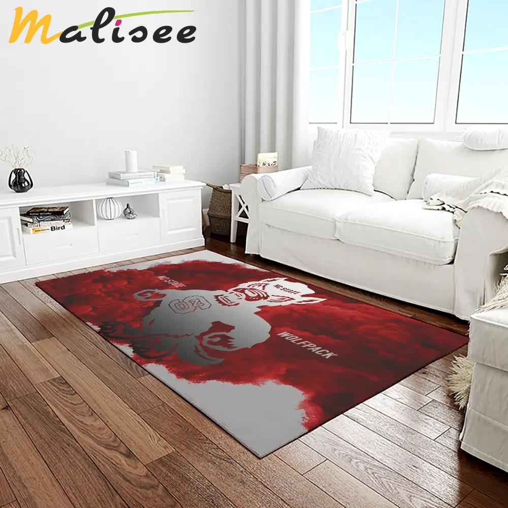 Ncaa nc state wolfpack sport basketball and foolball team logo rectangle area rug ncsw53 Rectangle Rug