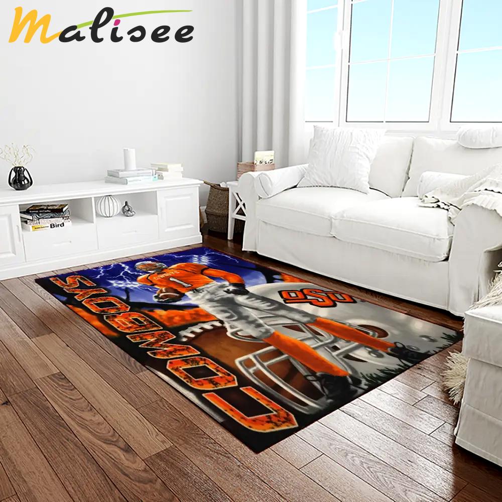 Ncaa oklahoma state cowboys sport basketball and foolball team logo rectangle area rug osc19 Rectangle Rug
