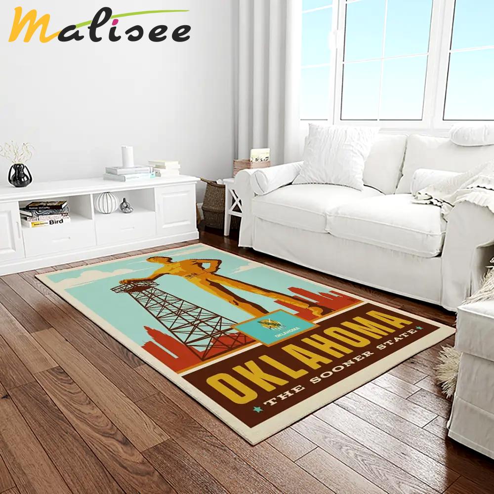 Ncaa oklahoma state cowboys sport basketball and foolball team logo rectangle area rug osc32 Rectangle Rug