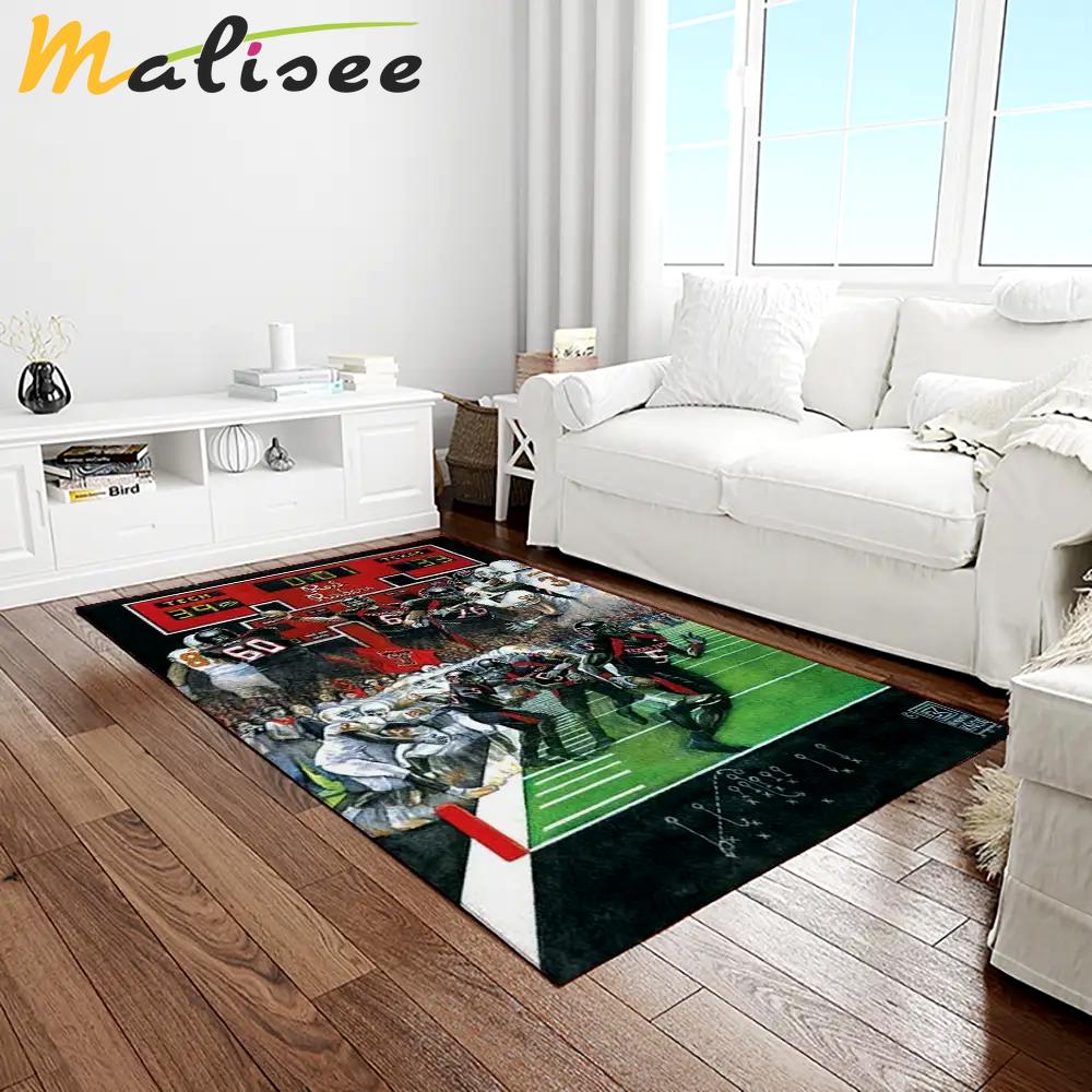 Ncaa texas tech red raiders sport basketball and foolball team logo rectangle area rug ttrr62 Rectangle Rug