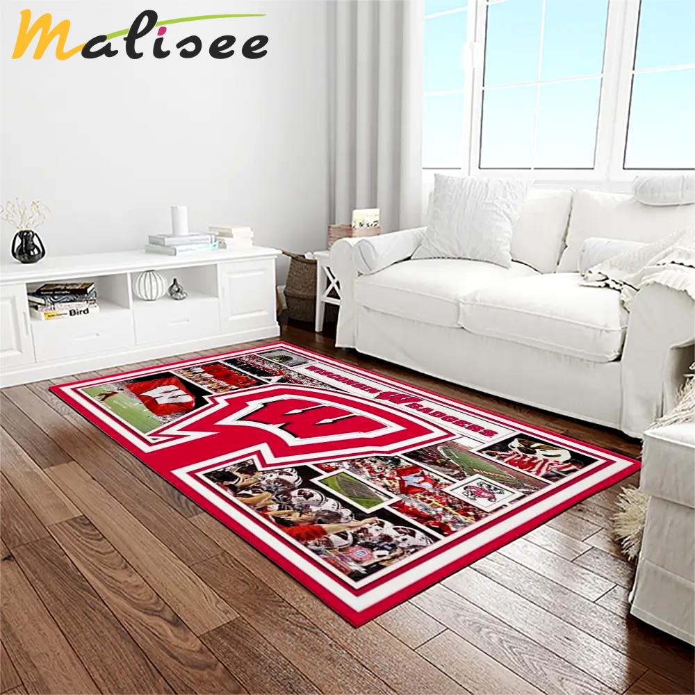 Ncaa wisconsin badgers college sport basketball and foolball team logo rectangle area rug wb03 Rectangle Rug