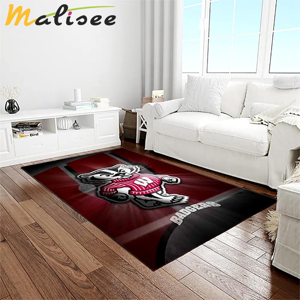 Ncaa wisconsin badgers college sport basketball and foolball team logo rectangle area rug wb26 Rectangle Rug