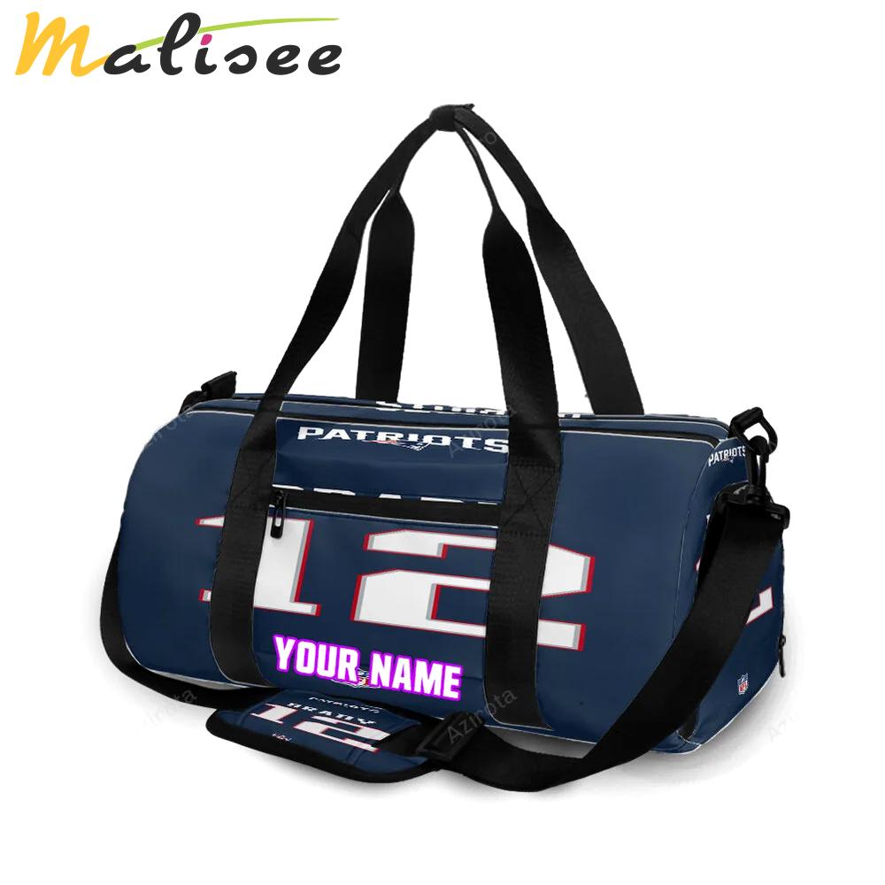 New england patriots brandy 12 uniform personalized name travel bag gym bag 750 Travel Bag