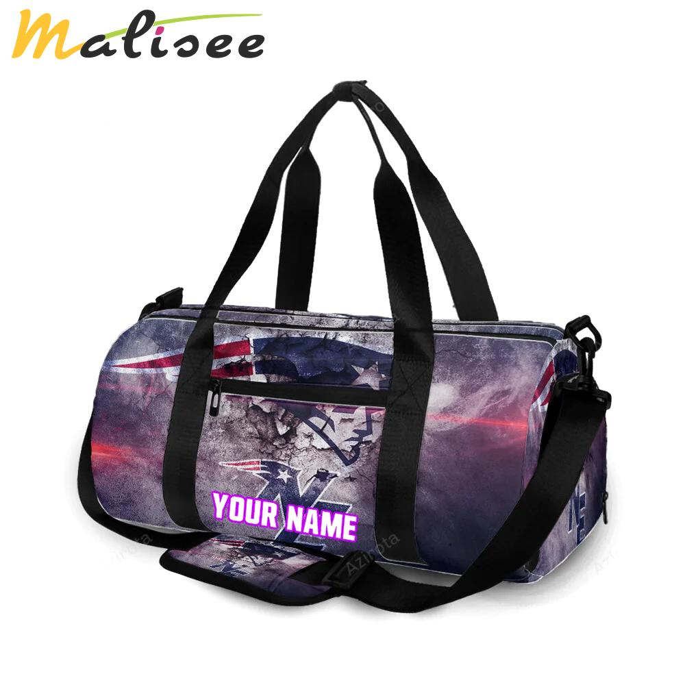 New england patriots crack purple wall personalized name travel bag gym bag 416 Travel Bag