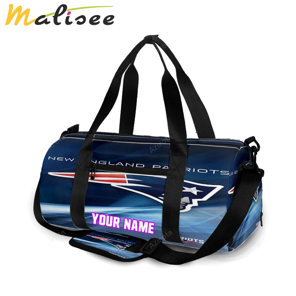 New england patriots light navy personalized name travel bag gym bag 562 Travel Bag