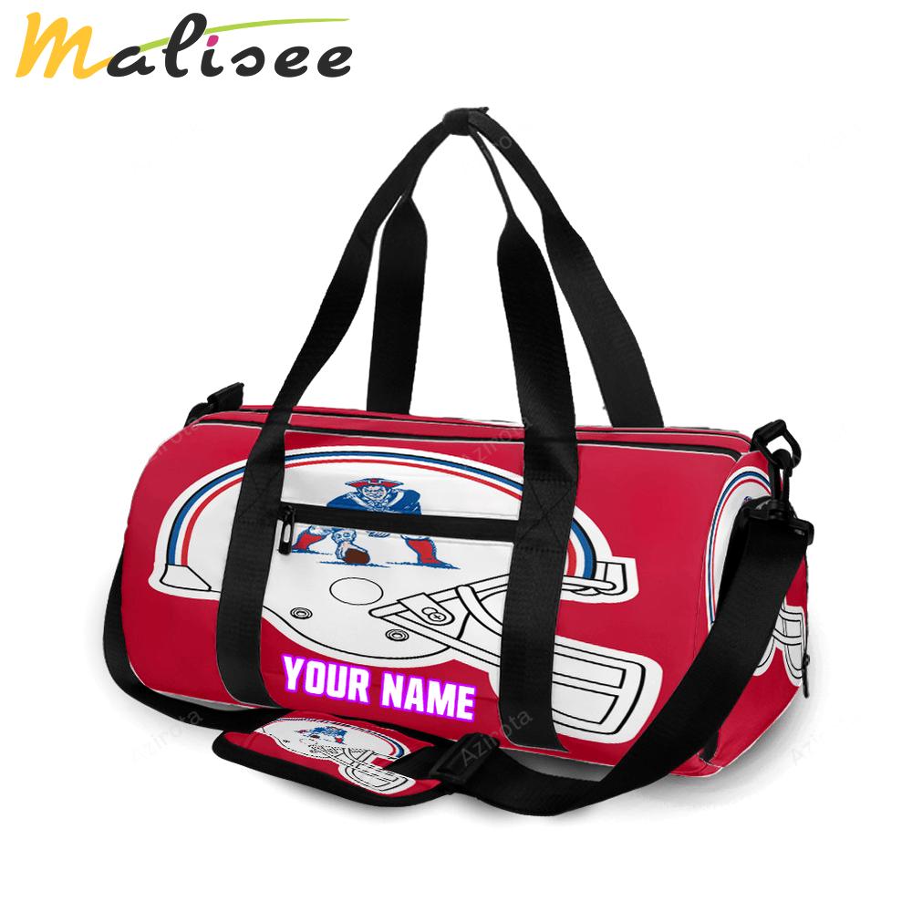 New england patriots pat helmet red personalized name travel bag gym bag 2136 Travel Bag