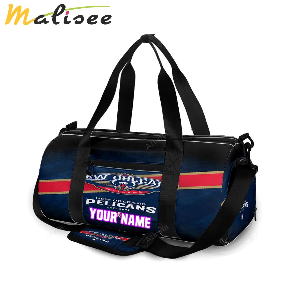 New orleans pelicans emblem v4 personalized name travel bag gym bag 489 Travel Bag