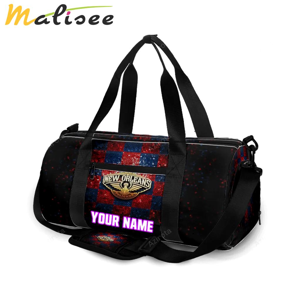 New orleans pelicans emblem v8 personalized name travel bag gym bag 1311 Travel Bag