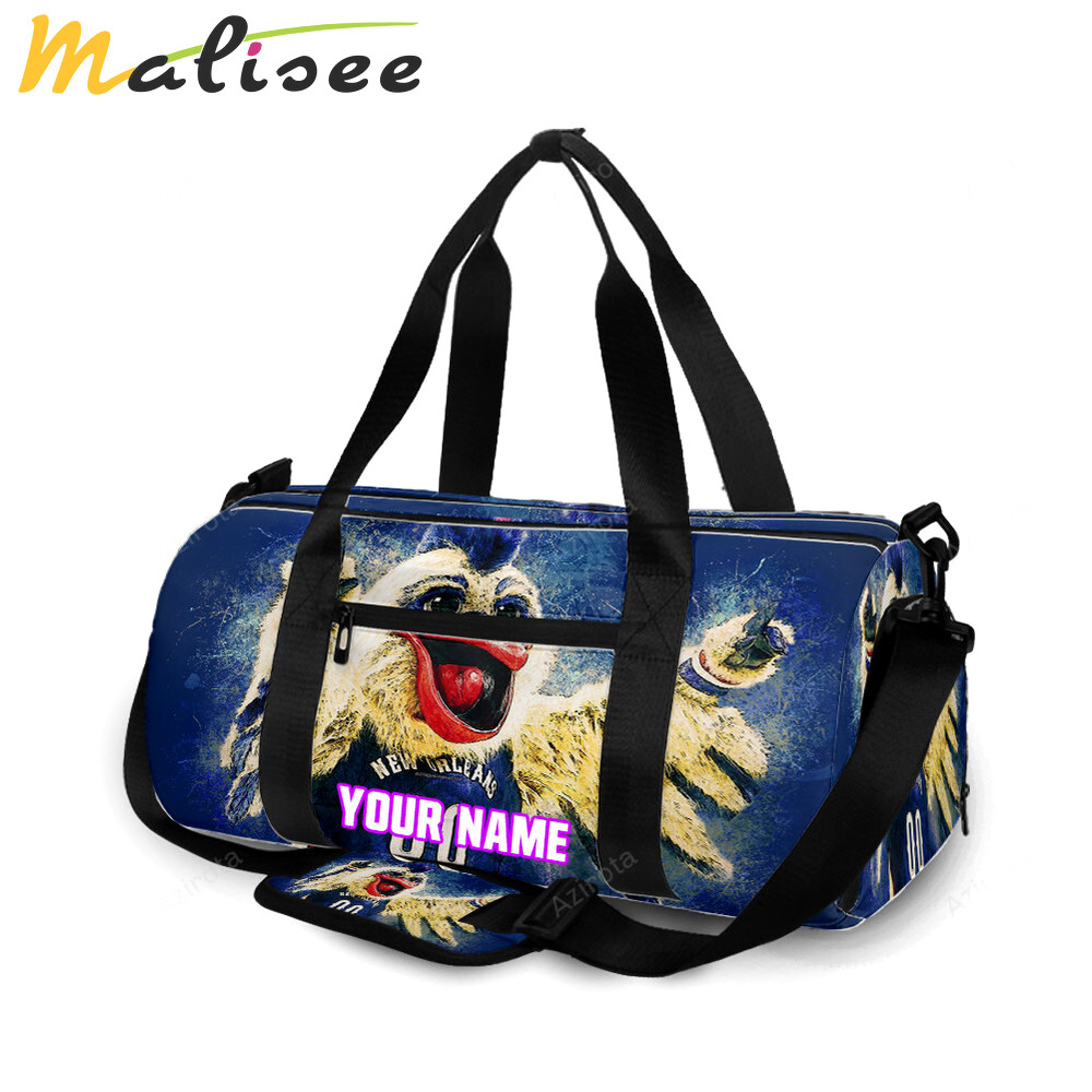 New orleans pelicans mascot v24 personalized name travel bag gym bag 1608 Travel Bag