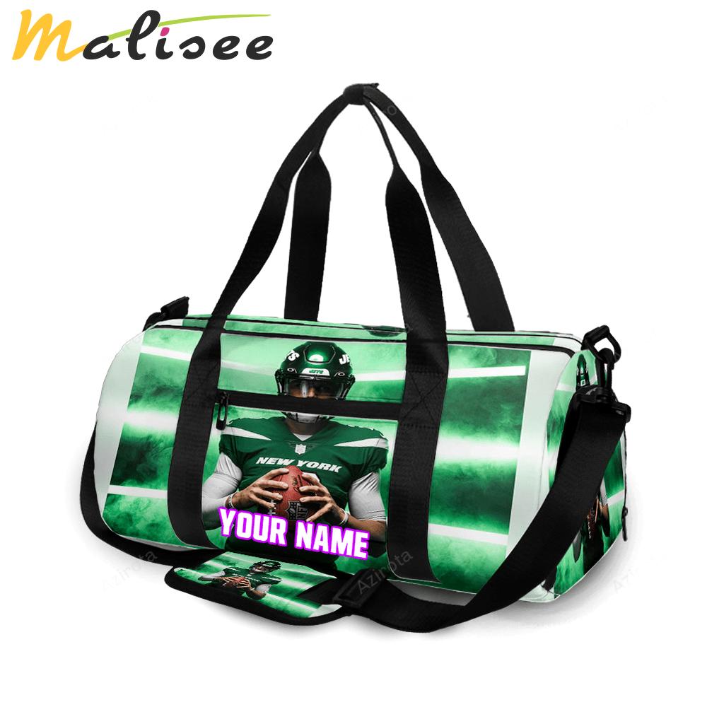 New york jets 02 zach wilson v48 personalized name travel bag gym bag 1103 Travel Bag