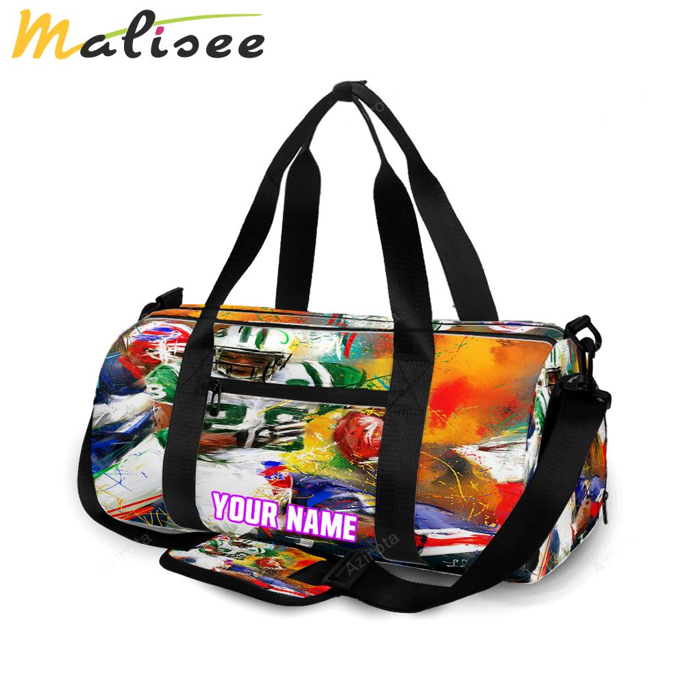 New york jets 28 curtis martin painting v31 personalized name travel bag gym bag 1108 Travel Bag