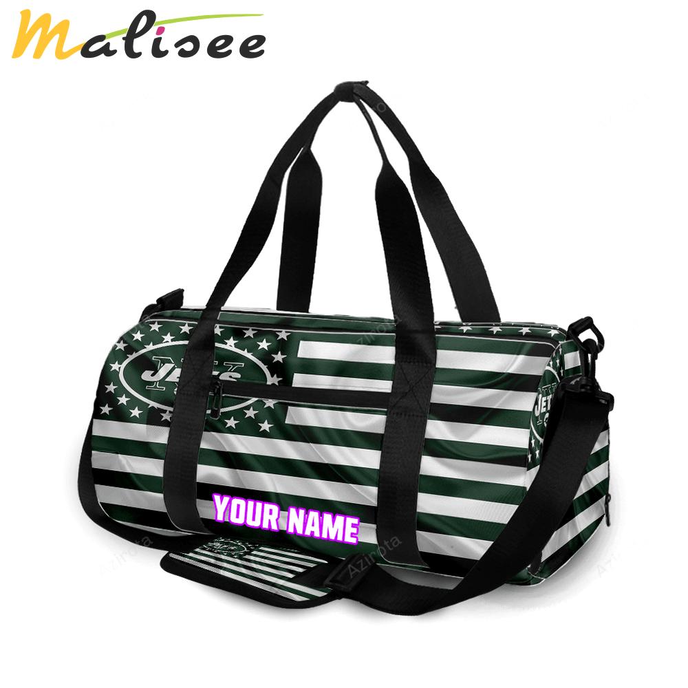 New york jets american flag v19 personalized name travel bag gym bag 1854 Travel Bag