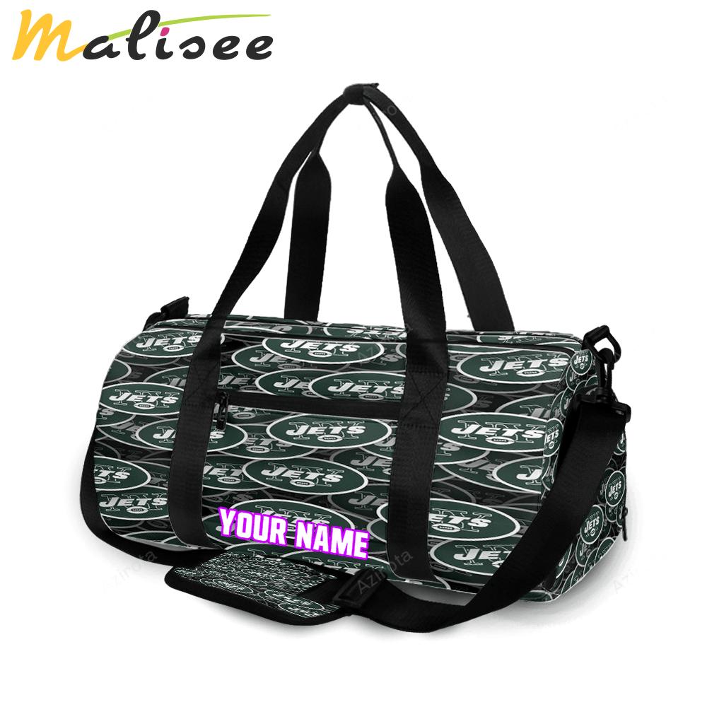New york jets emblems v32 personalized name travel bag gym bag 1008 Travel Bag