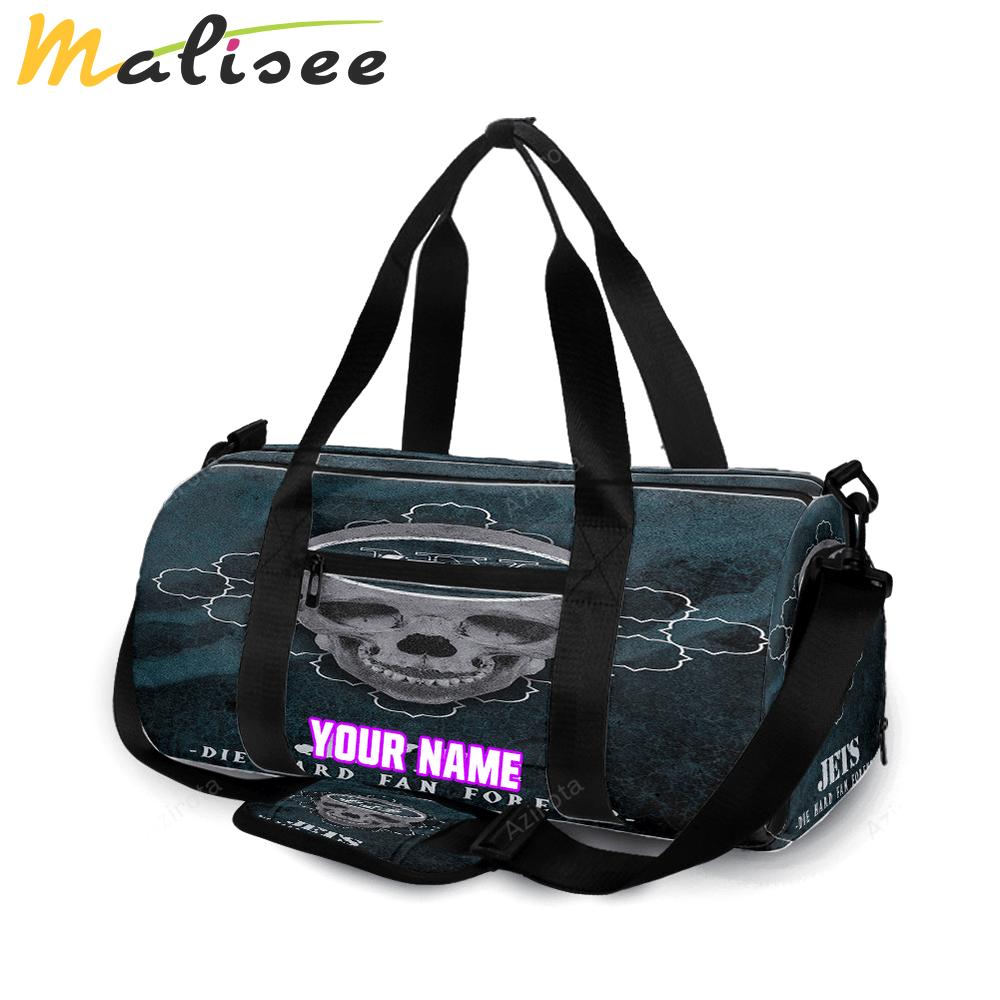 New york jets skull v41 personalized name travel bag gym bag 1337 Travel Bag