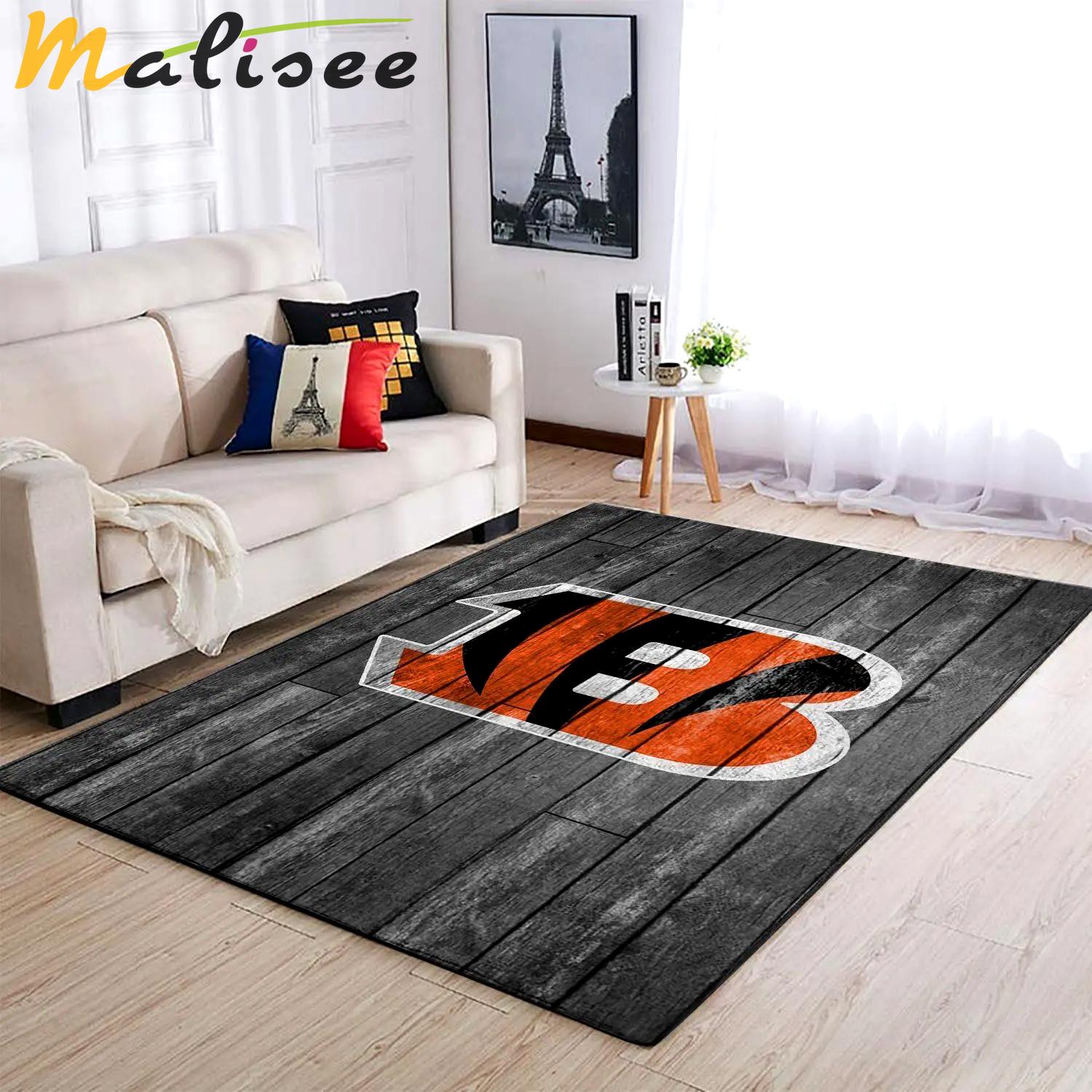 Nfl cincinnati bengals wooden style team area rug living room carpet home rug Rectangle Rug