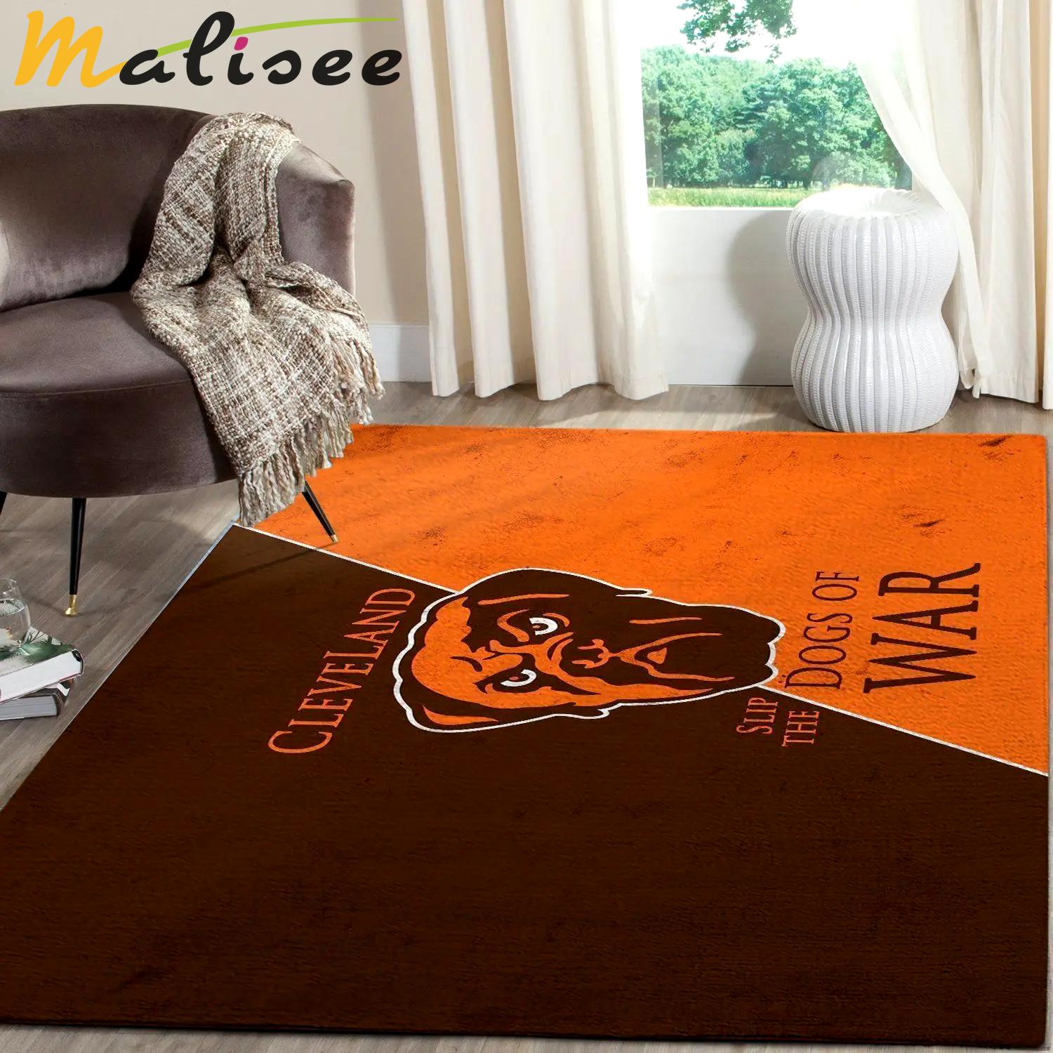 Nfl cleveland browns area rug football rug carpet floor decor home decor v1768 Rectangle Rug
