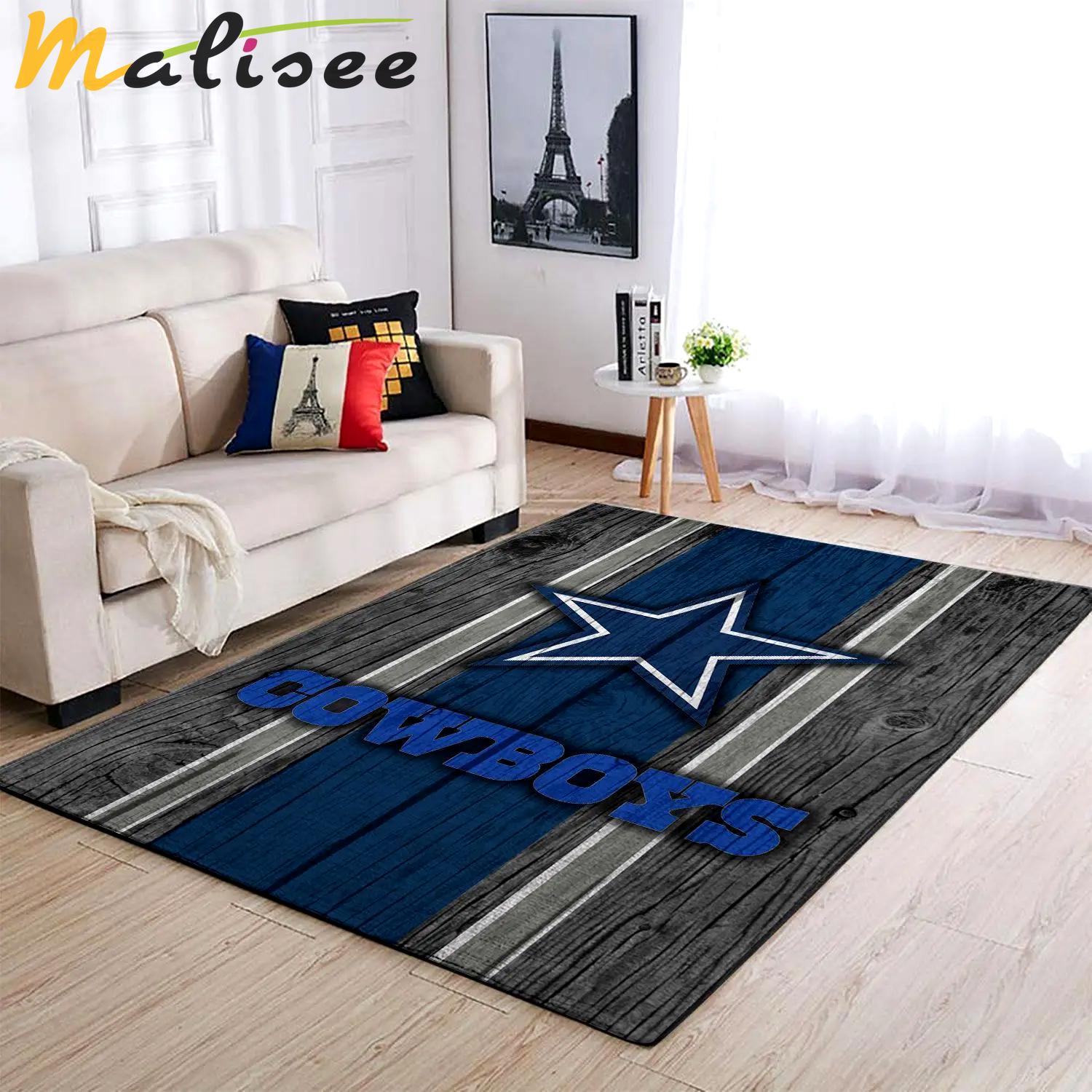 Nfl dallas cowboys area rugs football living room carpet wooden style Rectangle Rug