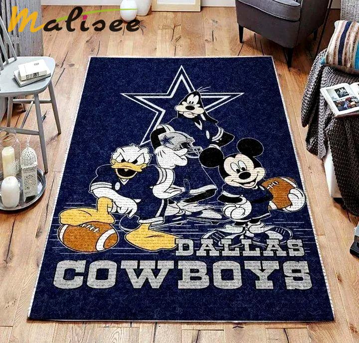Nfl dallas cowboys with disney mickey donald goofy area rug b130808 Rectangle Rug