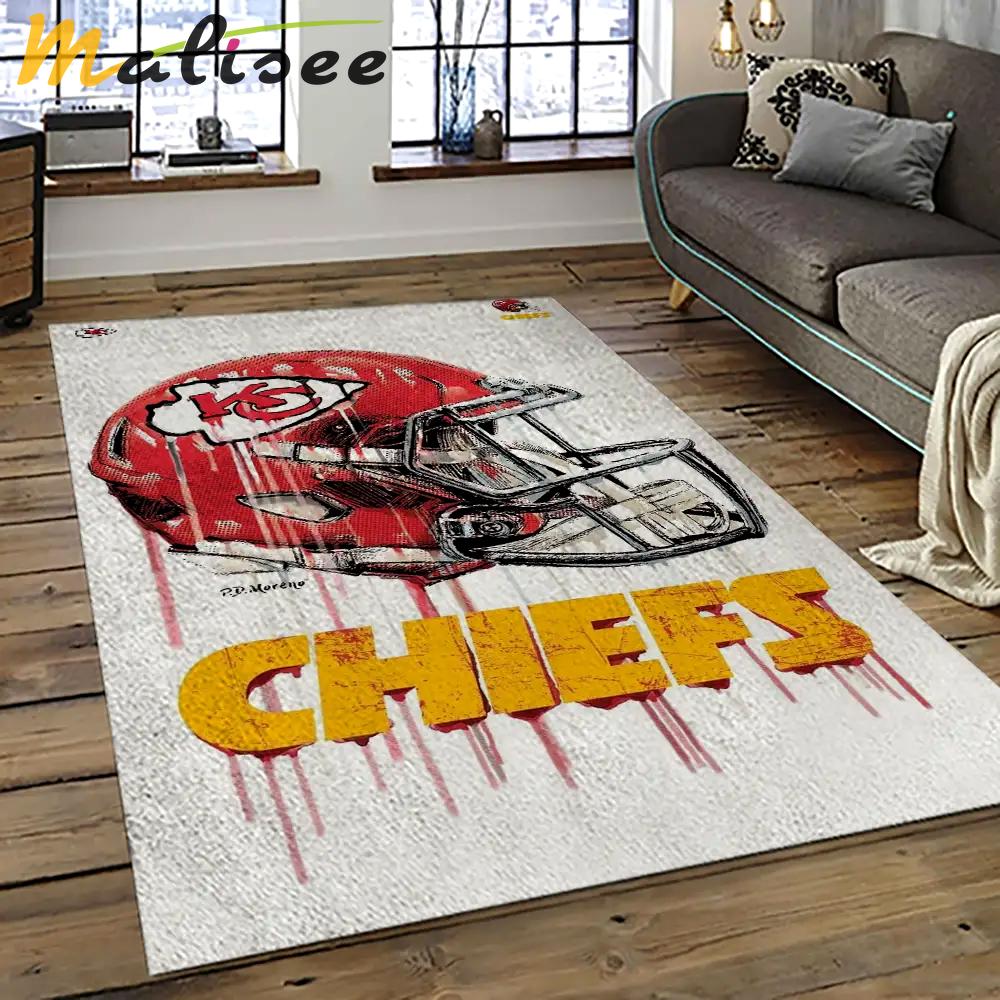 Nfl kansas city chiefs football team logo sport carpet rectangle area rug for living room kcc09 Rectangle Rug