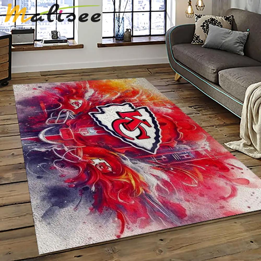 Nfl kansas city chiefs football team logo sport carpet rectangle area rug for living room kcc22 Rectangle Rug