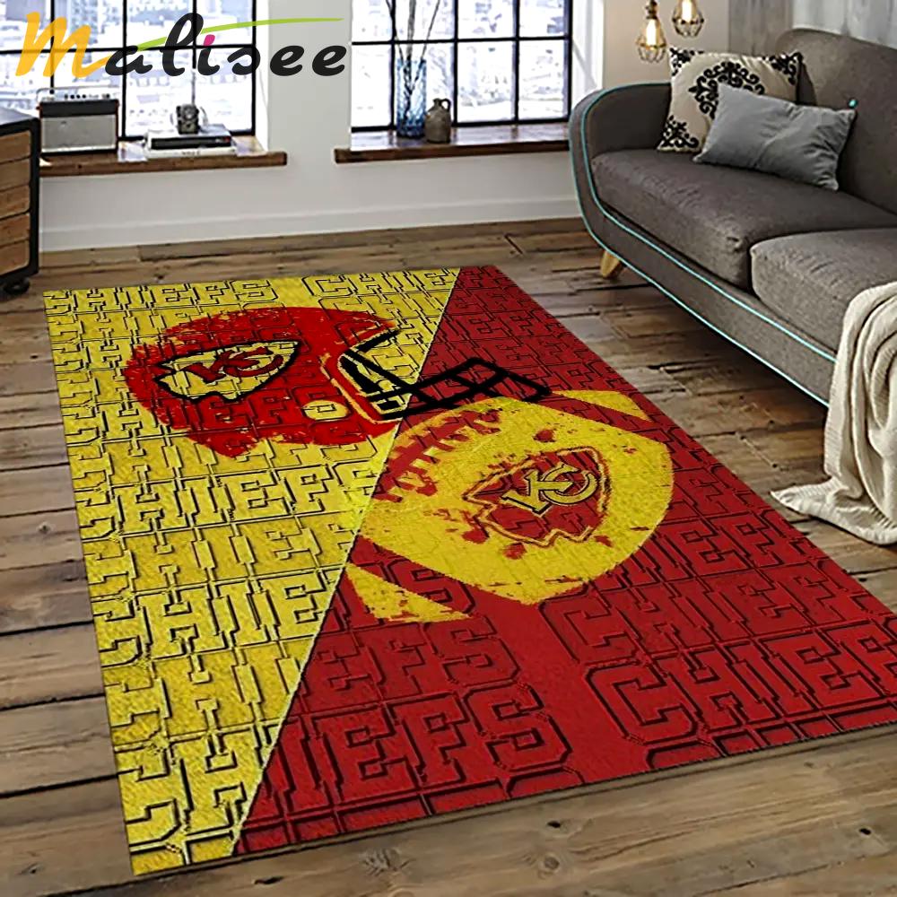 Nfl kansas city chiefs football team logo sport carpet rectangle area rug for living room kcc39 Rectangle Rug