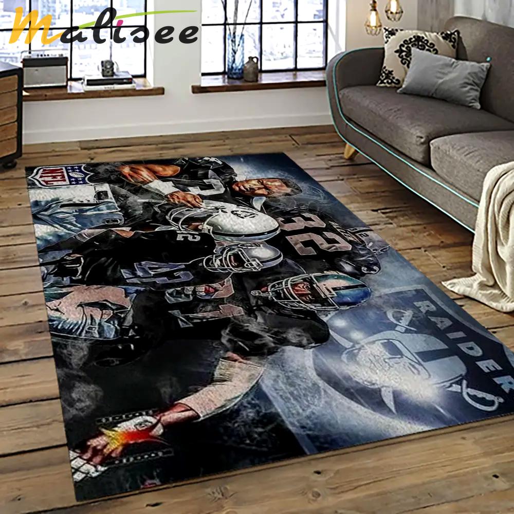 Nfl las vegas raiders football team logo sport carpet rectangle area rug for living room lvrd03 Rectangle Rug