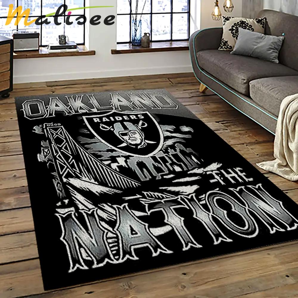 Nfl las vegas raiders football team logo sport carpet rectangle area rug for living room lvrd66 Rectangle Rug