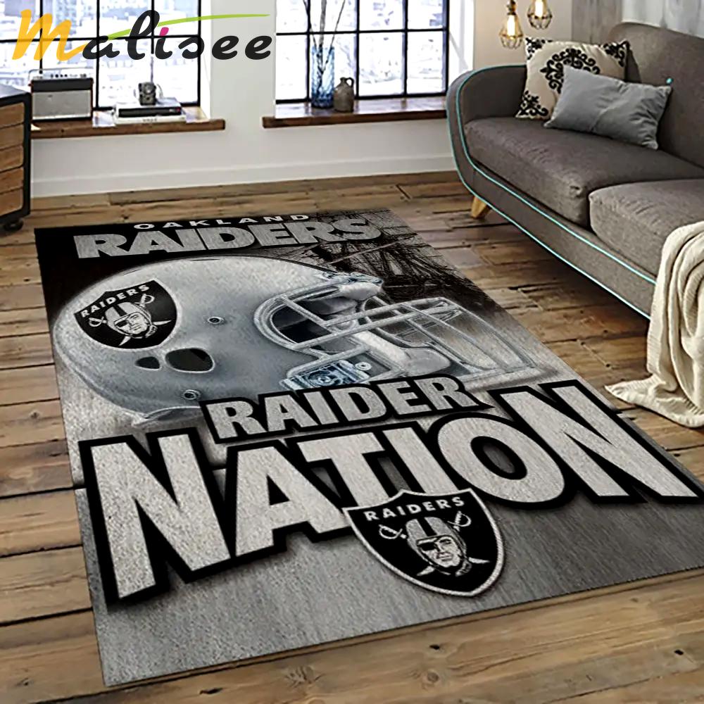 Nfl las vegas raiders football team logo sport carpet rectangle area rug for living room lvrd67 Rectangle Rug