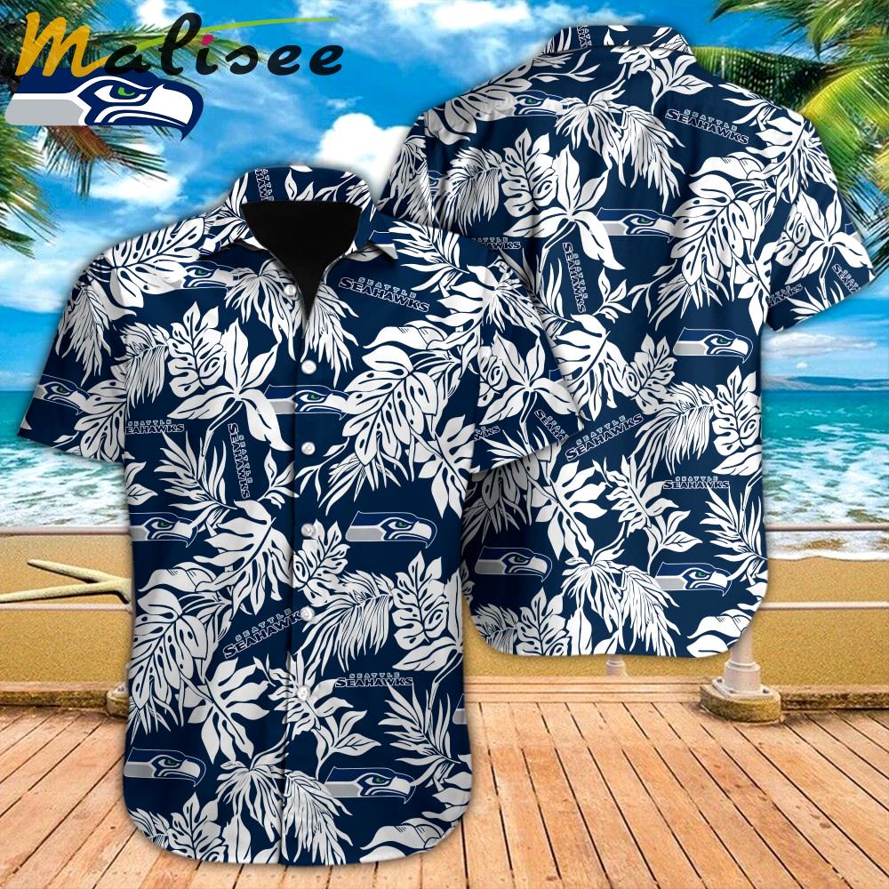 Nfl seattle seahawks hawaiian shirt tropical leafs design aloha shirts Hawaii Shirt Shorts & Flip Flops