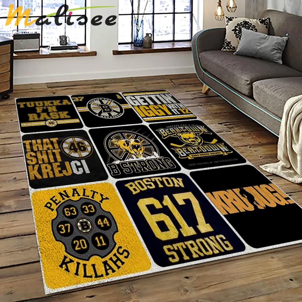 Nhl boston bruins hockey team logo sport carpet rectangle area rug for living room bb07 Rectangle Rug