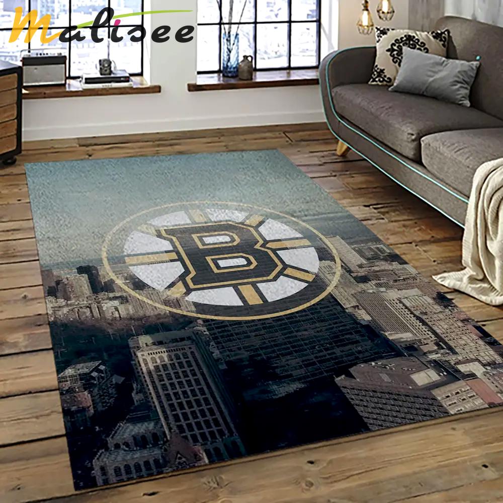 Nhl boston bruins hockey team logo sport carpet rectangle area rug for living room bb25 Rectangle Rug