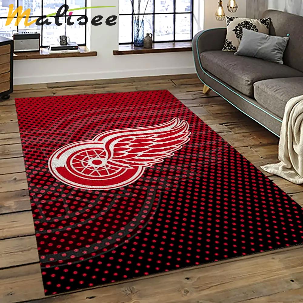 Nhl detroit red wings hockey team logo sport carpet rectangle area rug for living room drw85 Rectangle Rug