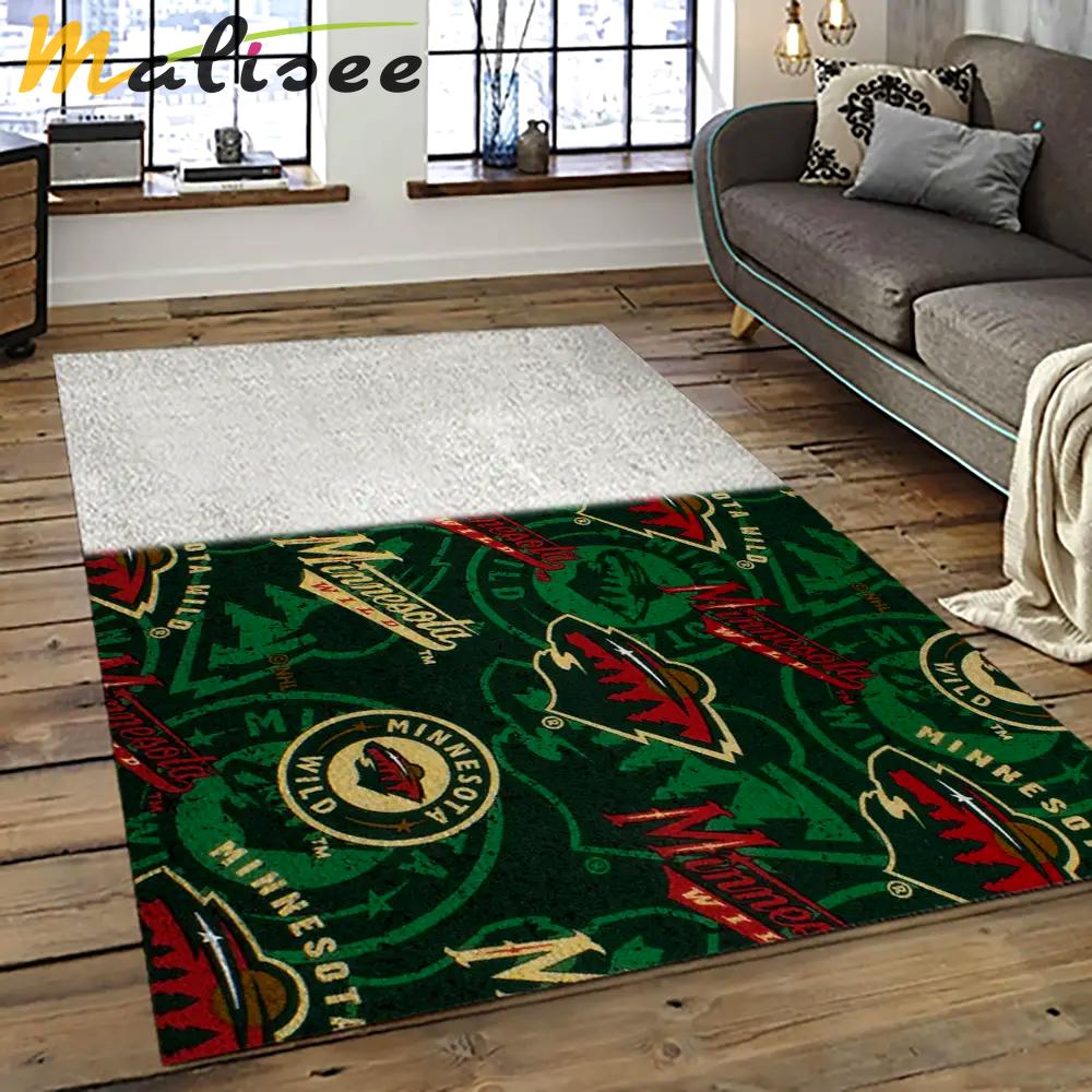 Nhl minnesota wild hockey team logo sport carpet rectangle area rug for living room mw17 Rectangle Rug