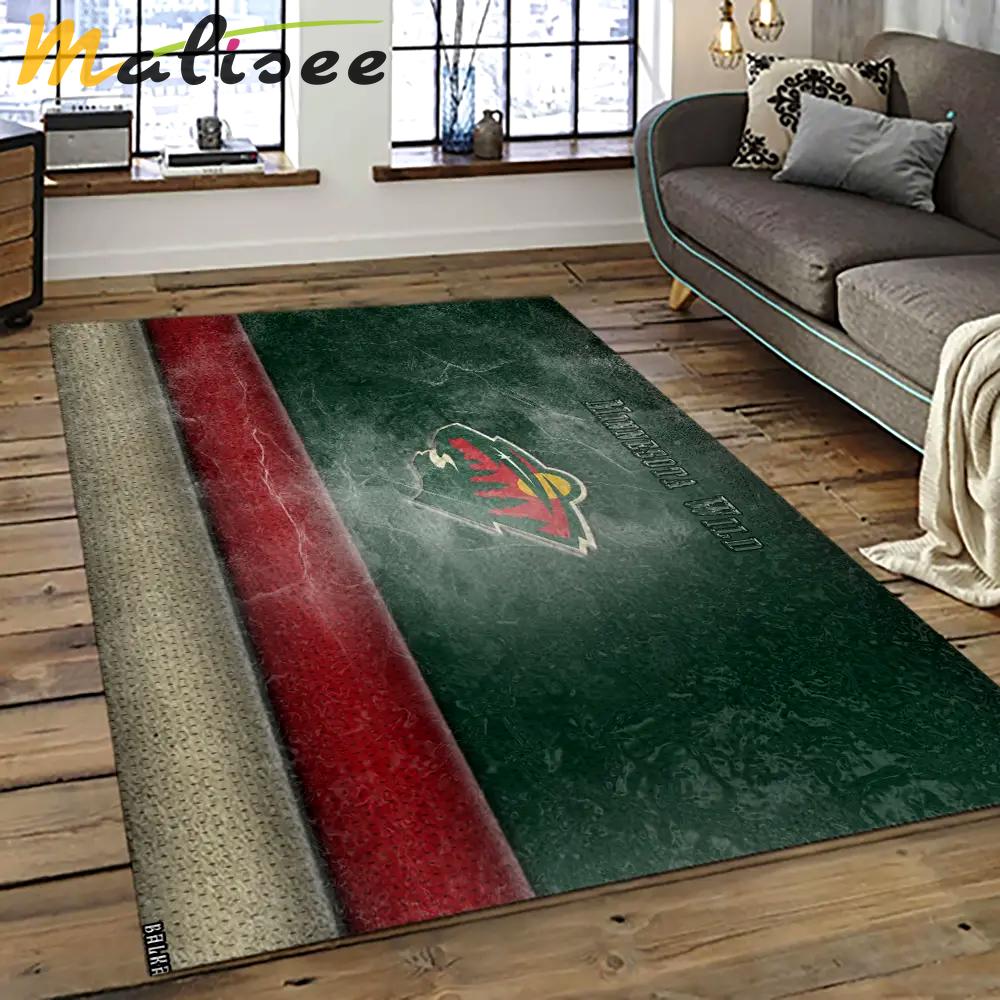 Nhl minnesota wild hockey team logo sport carpet rectangle area rug for living room mw19 Rectangle Rug