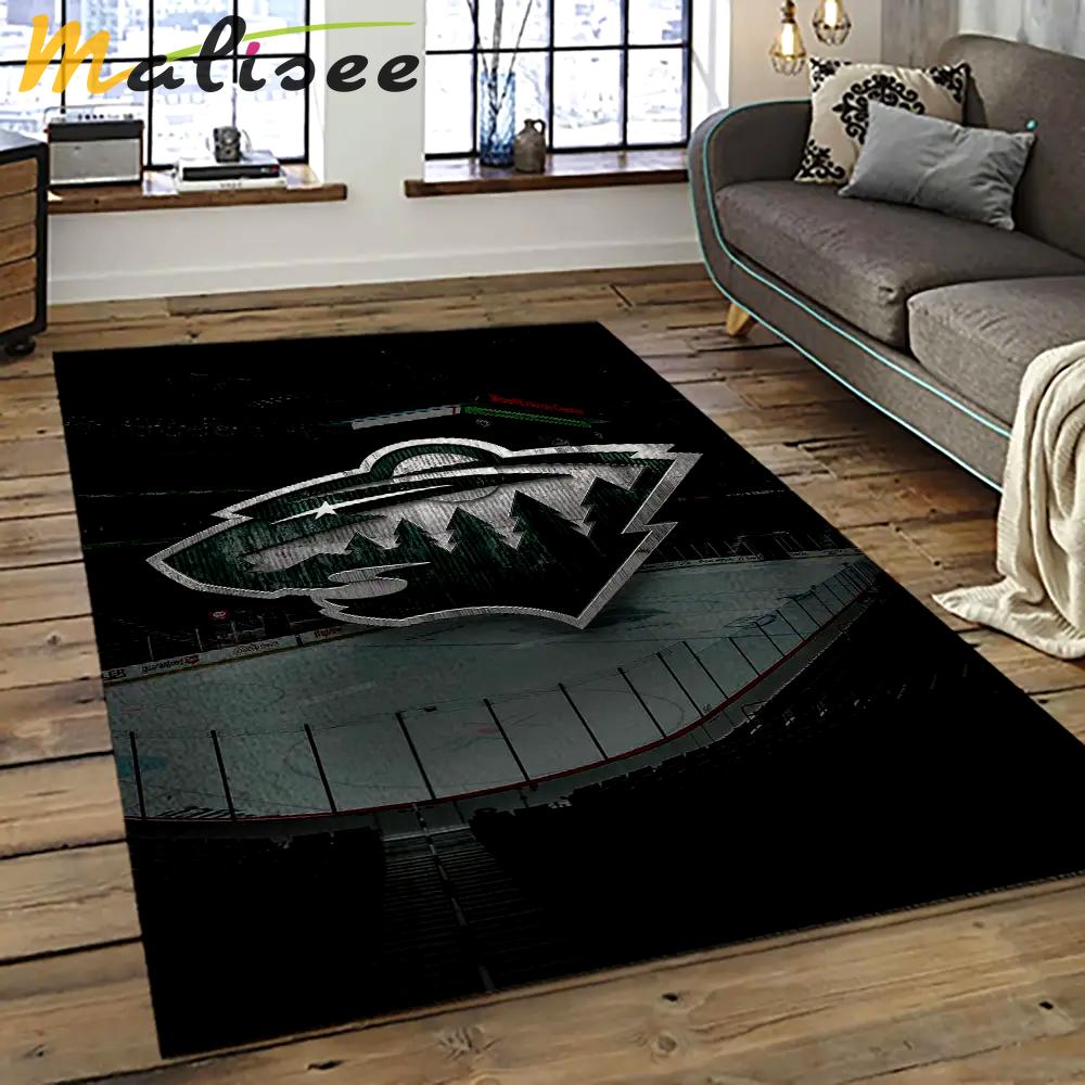 Nhl minnesota wild hockey team logo sport carpet rectangle area rug for living room mw26 Rectangle Rug