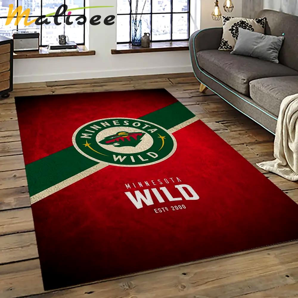 Nhl minnesota wild hockey team logo sport carpet rectangle area rug for living room mw28 Rectangle Rug