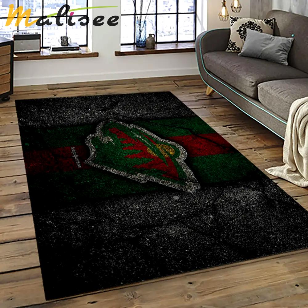 Nhl minnesota wild hockey team logo sport carpet rectangle area rug for living room mw38 Rectangle Rug