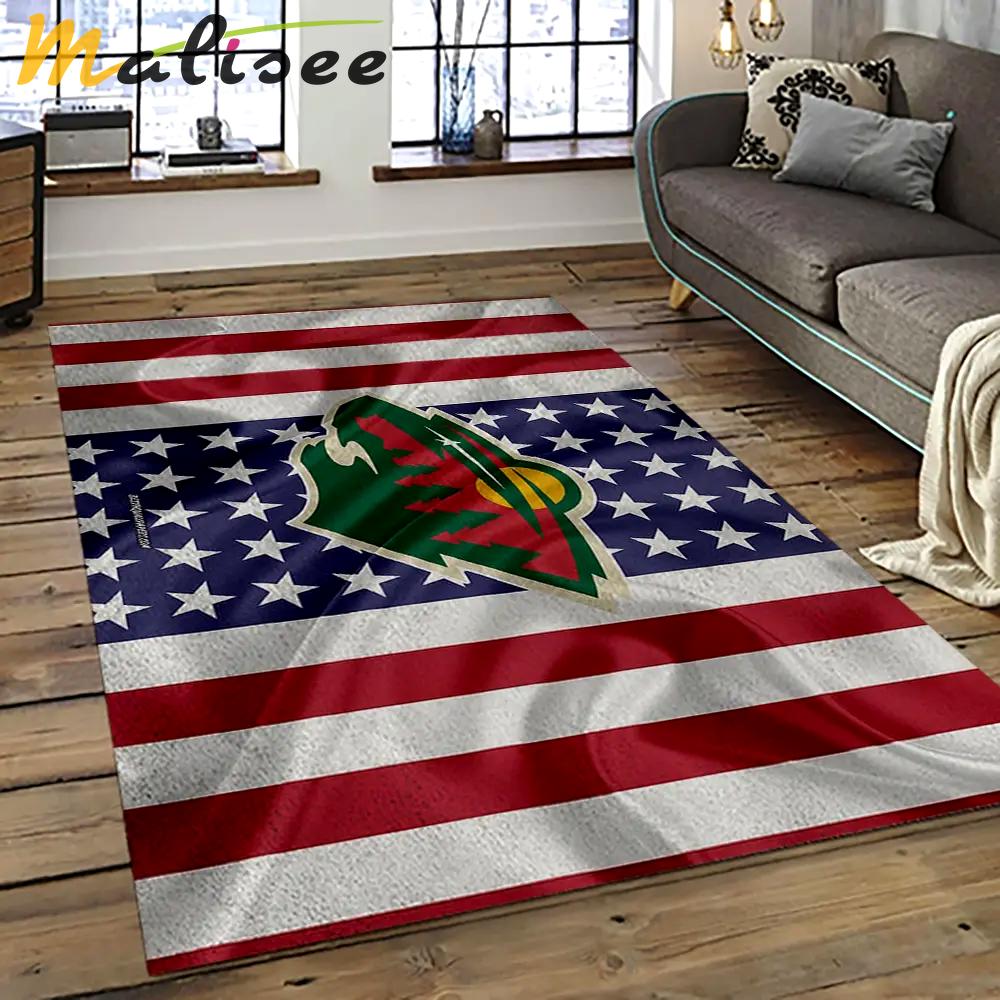 Nhl minnesota wild hockey team logo sport carpet rectangle area rug for living room mw40 Rectangle Rug
