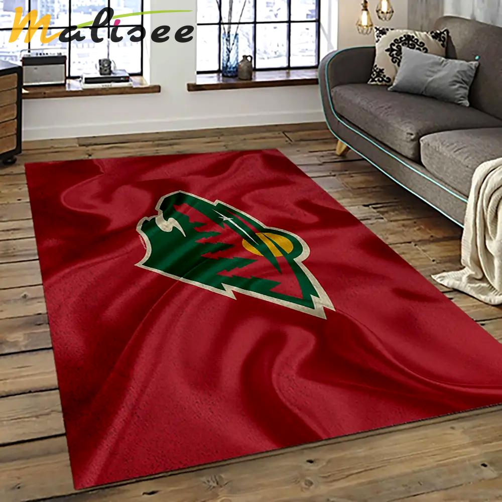 Nhl minnesota wild hockey team logo sport carpet rectangle area rug for living room mw48 Rectangle Rug