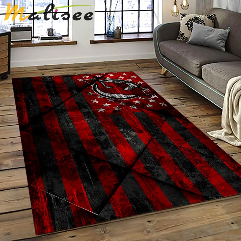 Nhl new jersey devils hockey team logo sport carpet rectangle area rug for living room njd36 Rectangle Rug